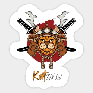 Katana Japanese Cat Samurai Pun Design Sticker